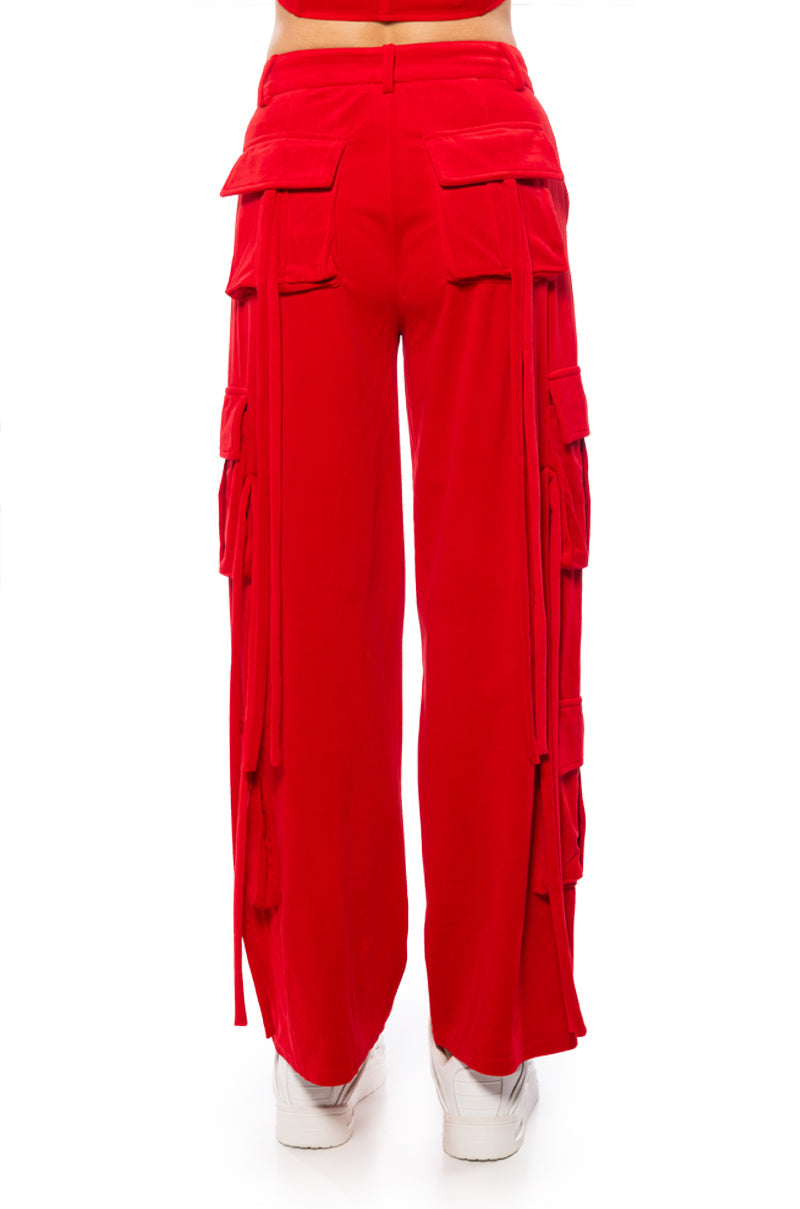 STYLIST WIDE LEG VELVET CARGO PANTS