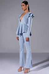 SUEDE RUFFLE BLAZER