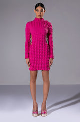 SULTRY LONG SLEEVE MOCK NECK CUT OUT MINI DRESS