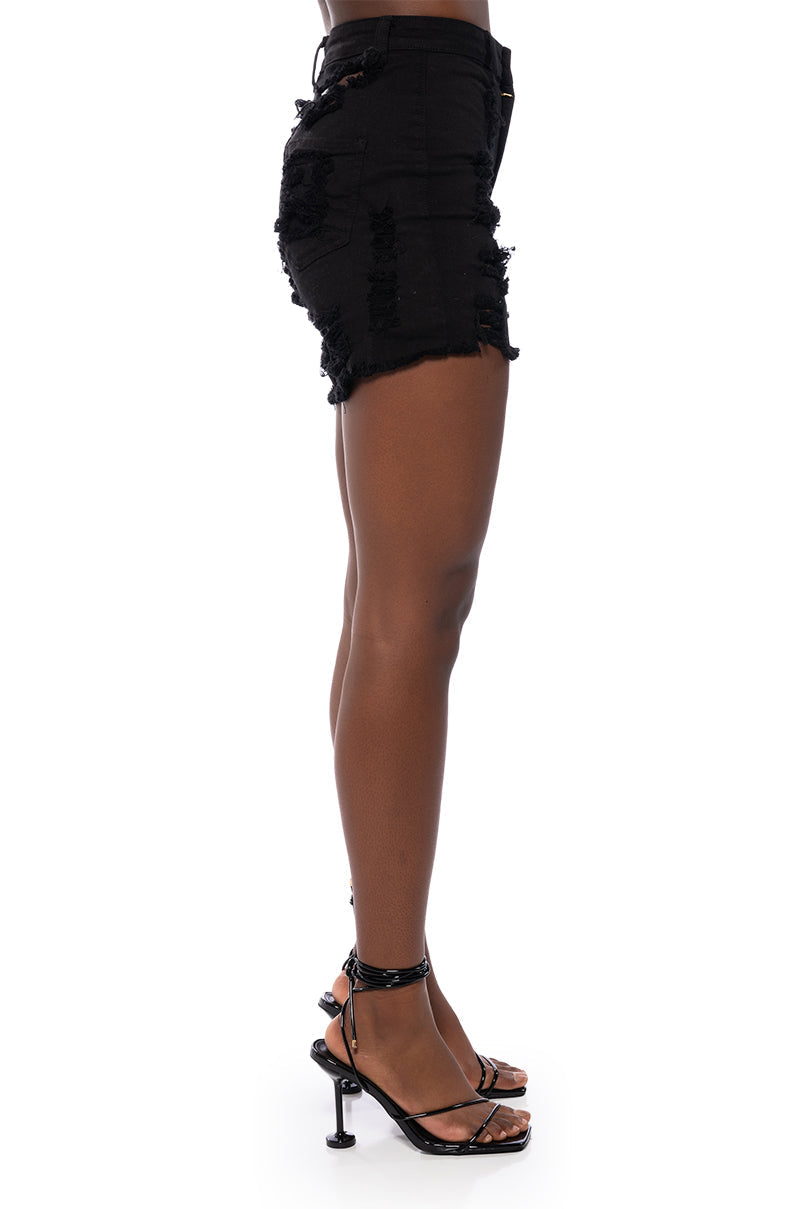 SUMMER VIBE DISTRESSED DENIM SHORTS