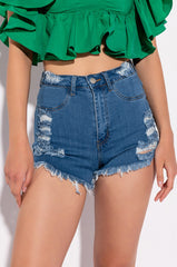 PEARL DISTRESSED DENIM SHORT