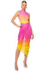 SUNRISE OMBRE MESH ADJUSTABLE MIDI SKIRT
