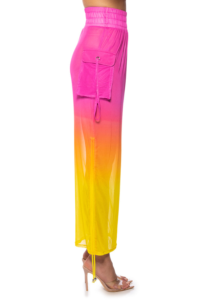 SUNRISE OMBRE MESH ADJUSTABLE MIDI SKIRT