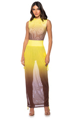 SUNSET OMBRE MESH ADJUSTABLE MIDI SKIRT