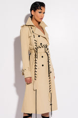 SUPER MODEL VIBES LACE UP TRENCH COAT