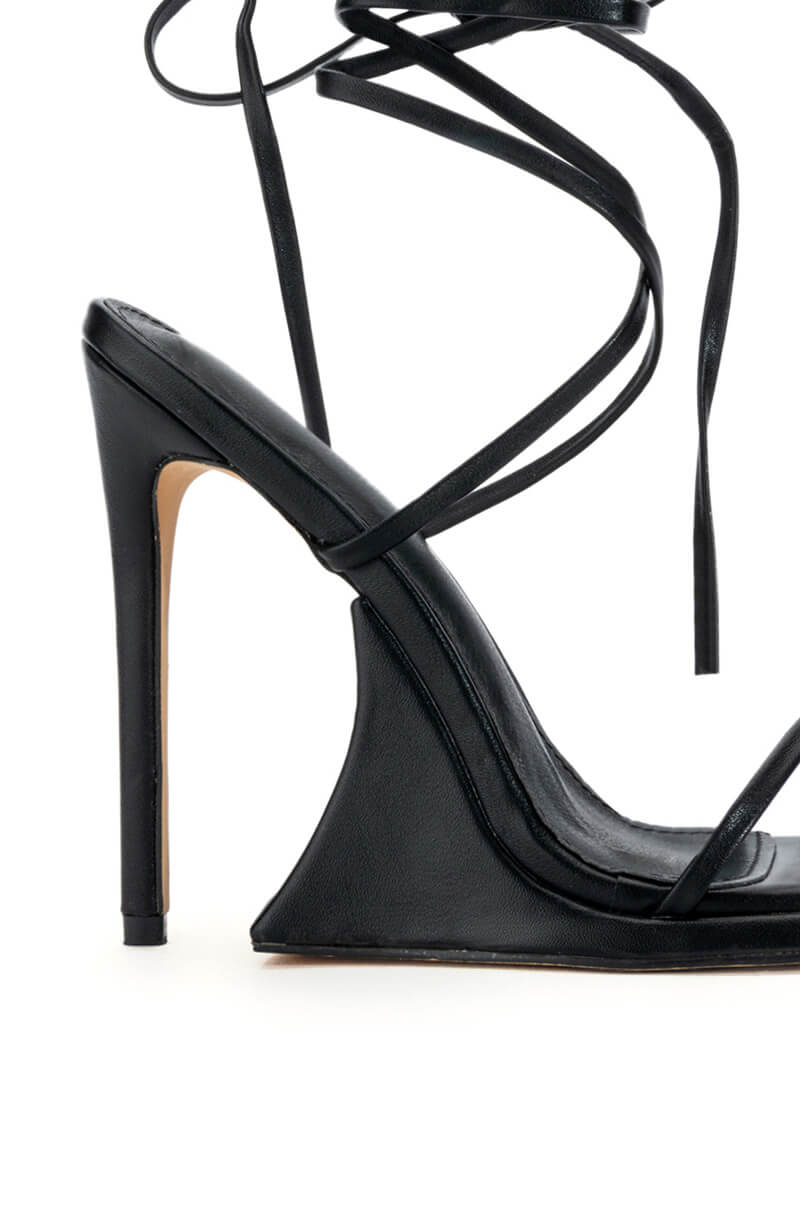 SUPERLIT STILETTO SANDAL WITH TIE UP IN BLACK