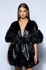 SUPERSTAR METALLIC V NECK MINI DRESS
