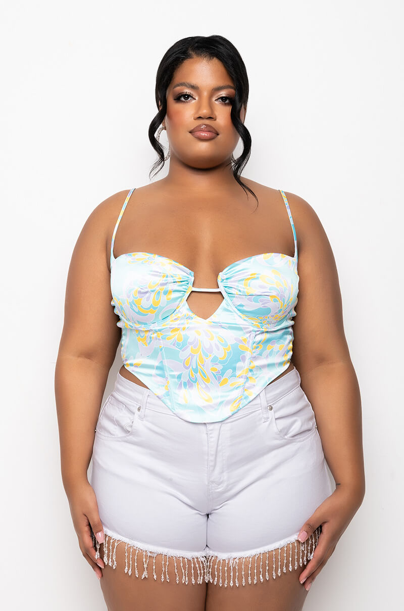 SWEET ESCAPE SATIN BUSTIER TANK