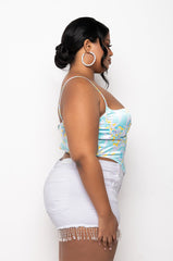 SWEET ESCAPE SATIN BUSTIER TANK