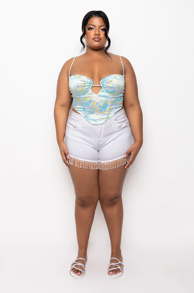 SWEET ESCAPE SATIN BUSTIER TANK