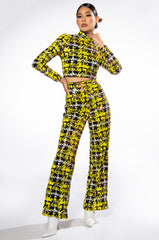 SWEET ESCAPE SEQUIN PLAID MOCK NECK CROP TOP