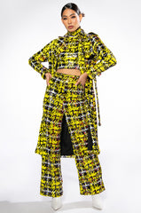 SWEET ESCAPE SEQUIN PLAID MOCK NECK CROP TOP