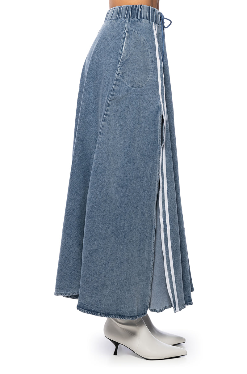 SWEET NOTHINGS STRIPED DENIM MAXI SKIRT