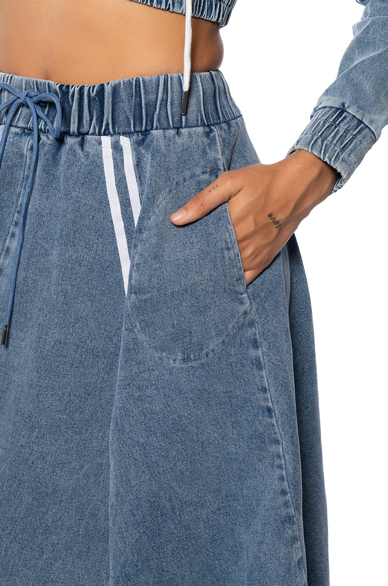 SWEET NOTHINGS STRIPED DENIM MAXI SKIRT