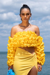 SWEET TALKER OFF THE SHOULDER LONG SLEEVE RUFFLE BLOUSE