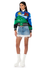 SWEETHEART FEATHER DETAIL DENIM MINI SKIRT