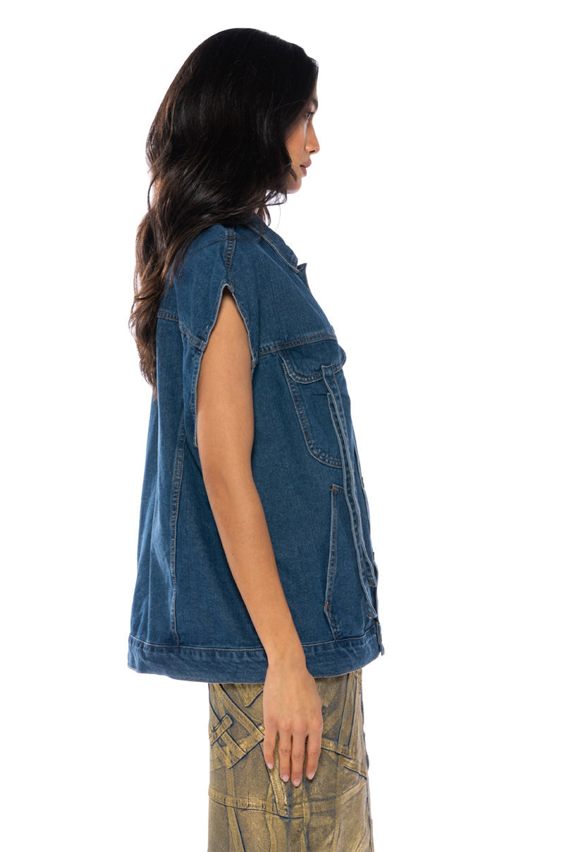TAKE A WALK OVERSIZED DENIM VEST