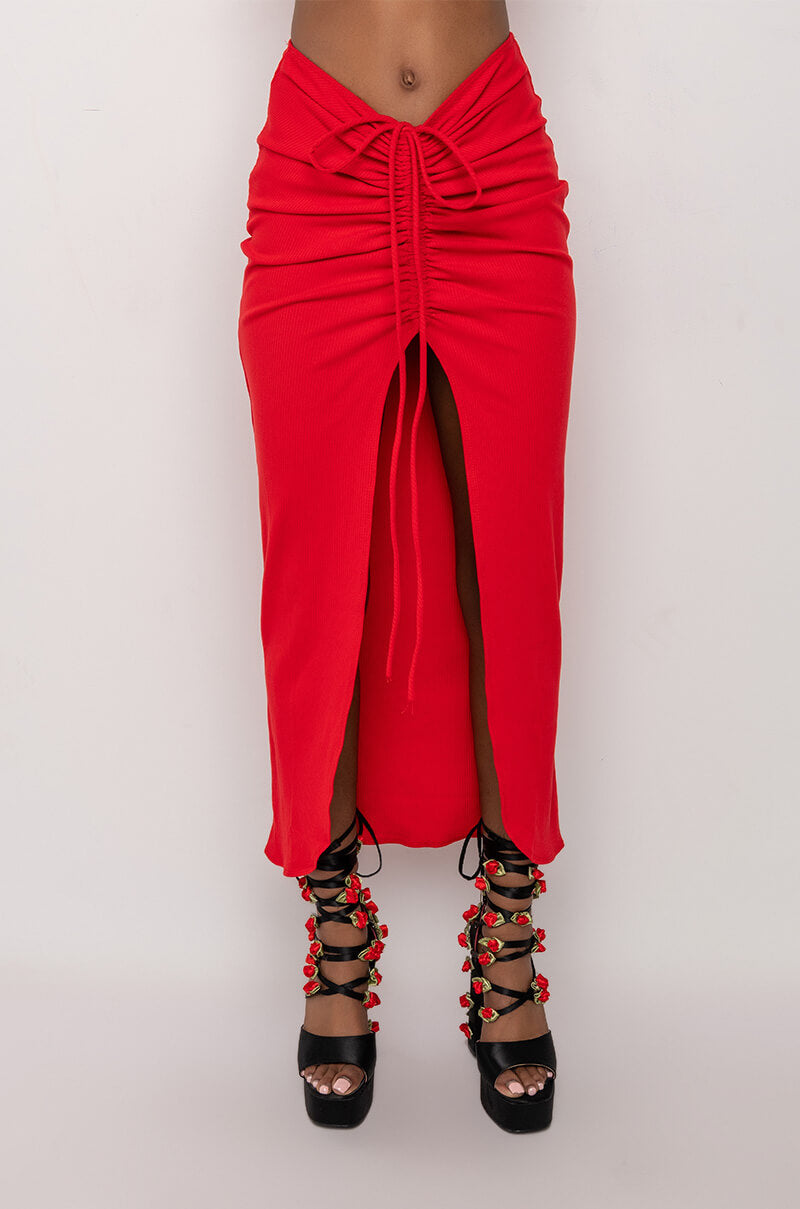TAKE IT TO THE LIMIT RIBBED MIDI SKIRT