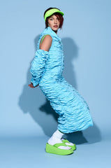 TAKE MY LEAD COLD SHOULDER NYLON TRENCH DRESS