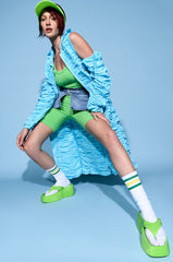 TAKE MY LEAD COLD SHOULDER NYLON TRENCH DRESS
