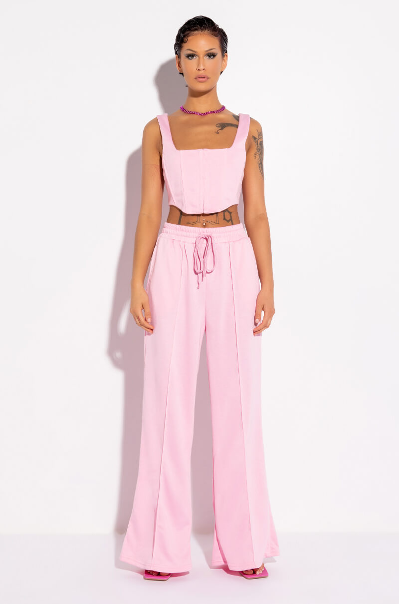 TALK TO ME NICE WIDE LEG JOGGERS