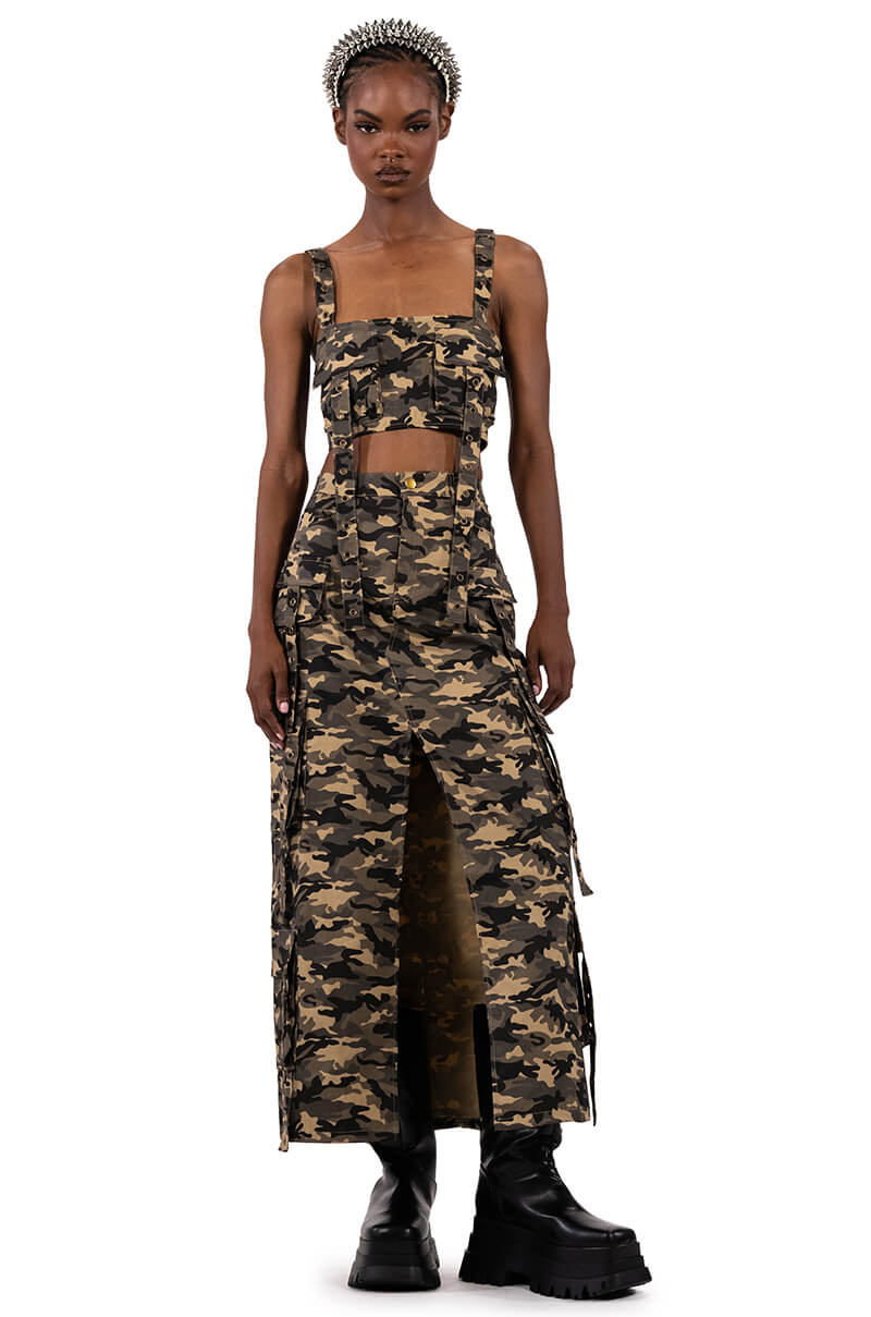 TAYLOR CAMO CARGO MAXI SKIRT