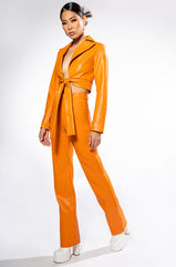 TE QUIERO HIGH RISE VEGAN LEATHER STRAIGHT LEG PANTS