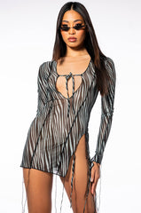 TEAR MY HEART LONG SLEEVE MINI DRESS