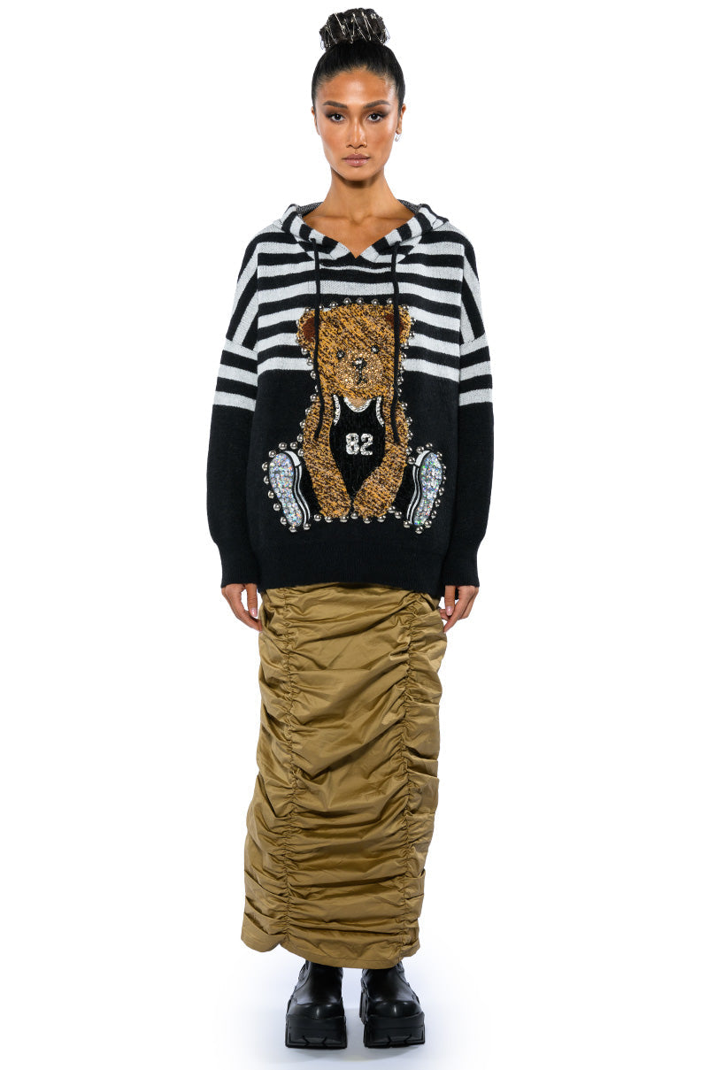 TEDDY HOODED STRIPED SWEATER