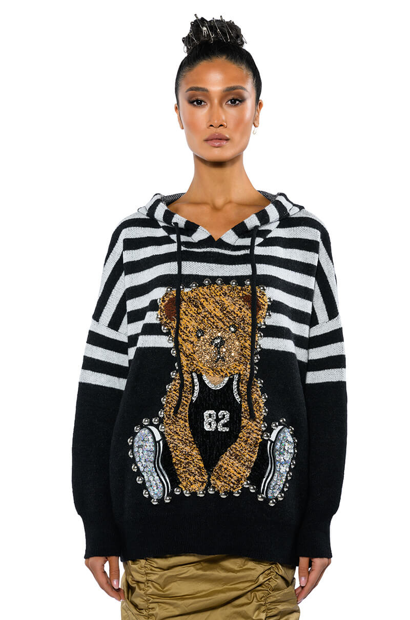 TEDDY HOODED STRIPED SWEATER