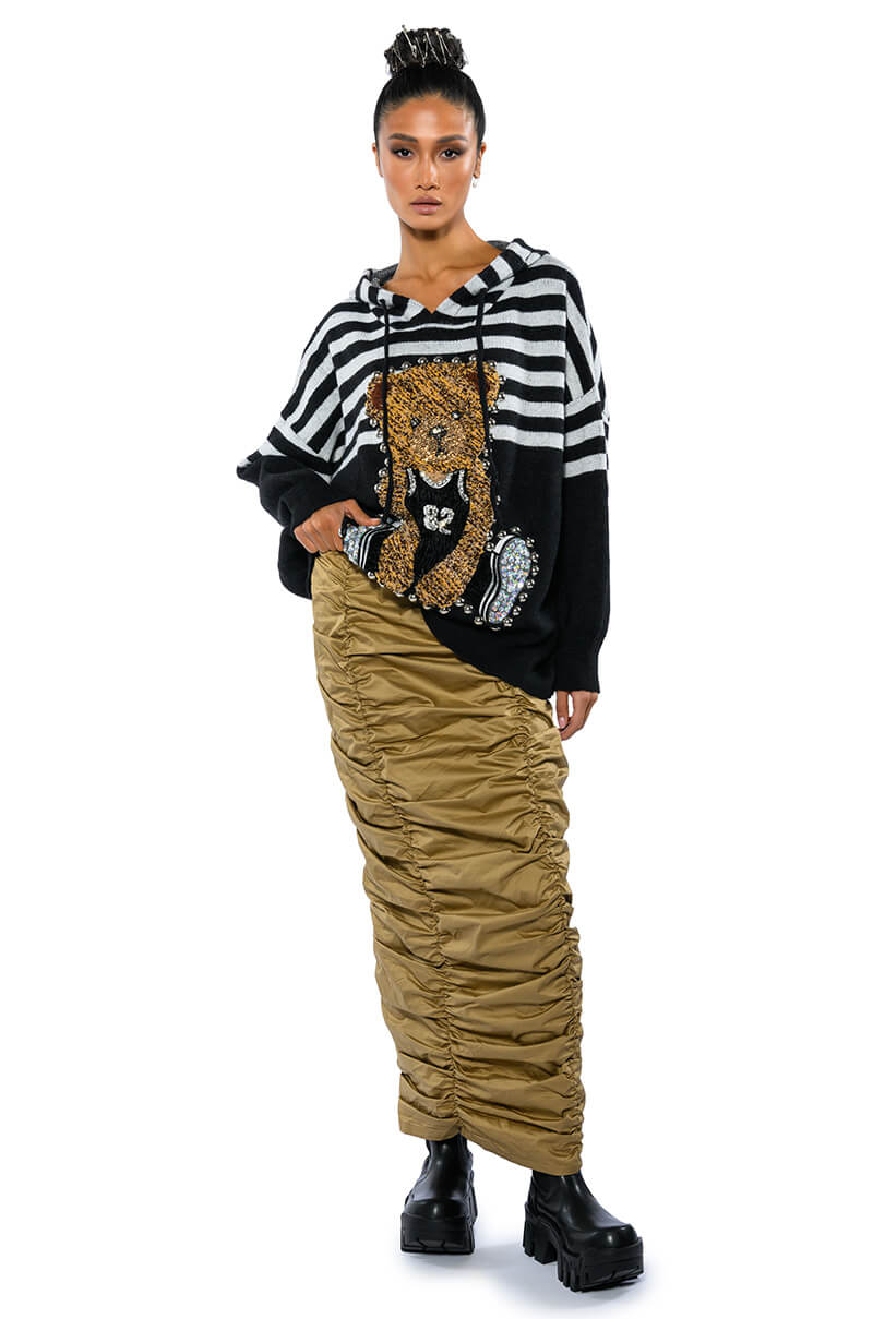 TEDDY HOODED STRIPED SWEATER