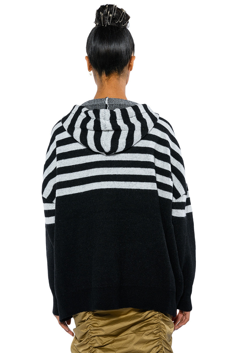 TEDDY HOODED STRIPED SWEATER