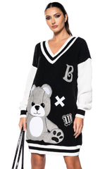 TEDDY KNIT SWEATER MINI DRESS