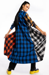 TEEN SPIRIT ULTRA LONG PLAID BUTTON DOWN