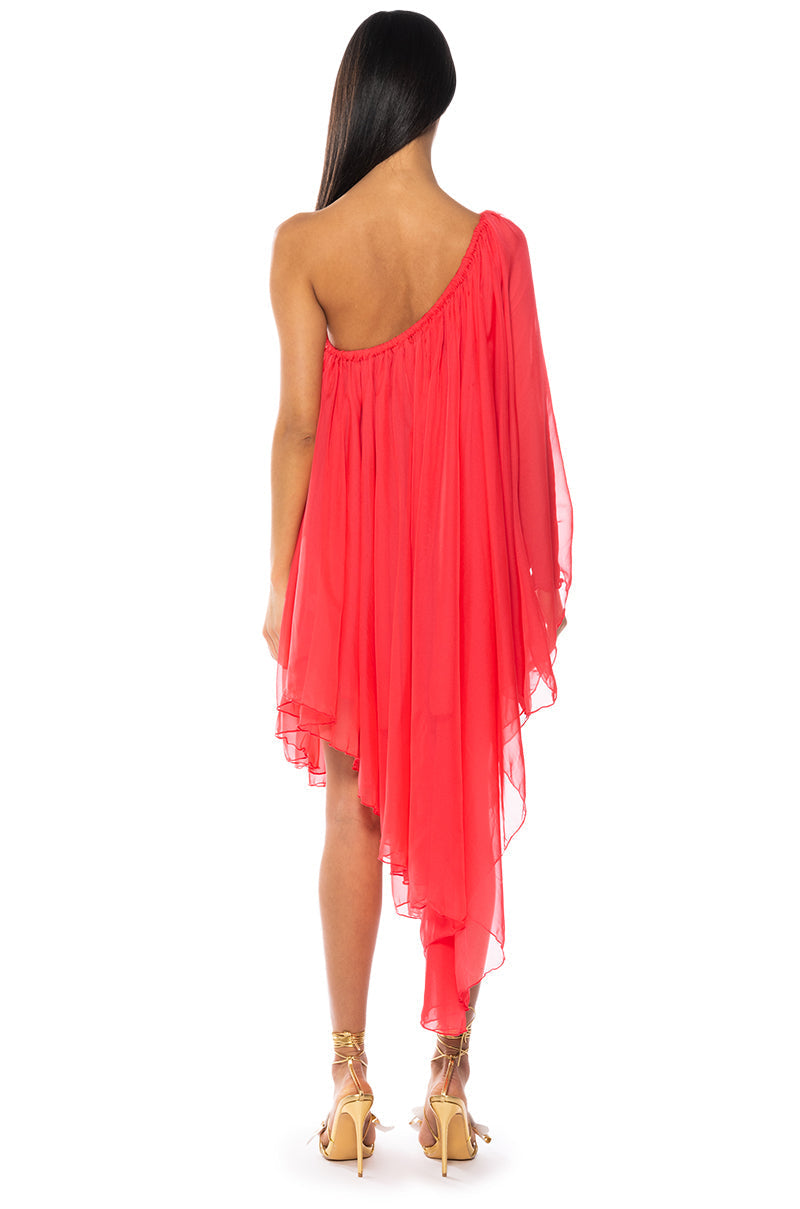 TERRA ONE SHOULDER FLOWY MIDI DRESS