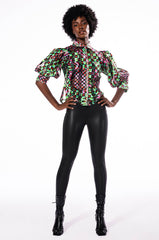 THAT GIRL IS POISON ORGANZA BUTTON DOWN BLOUSE