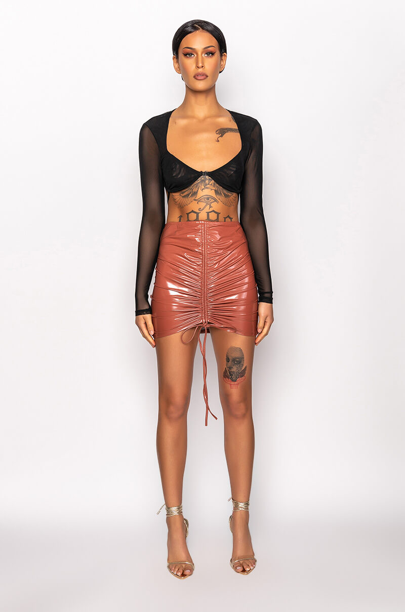 MAYA LONG SLEEVE BRALETTE MESH TOP
