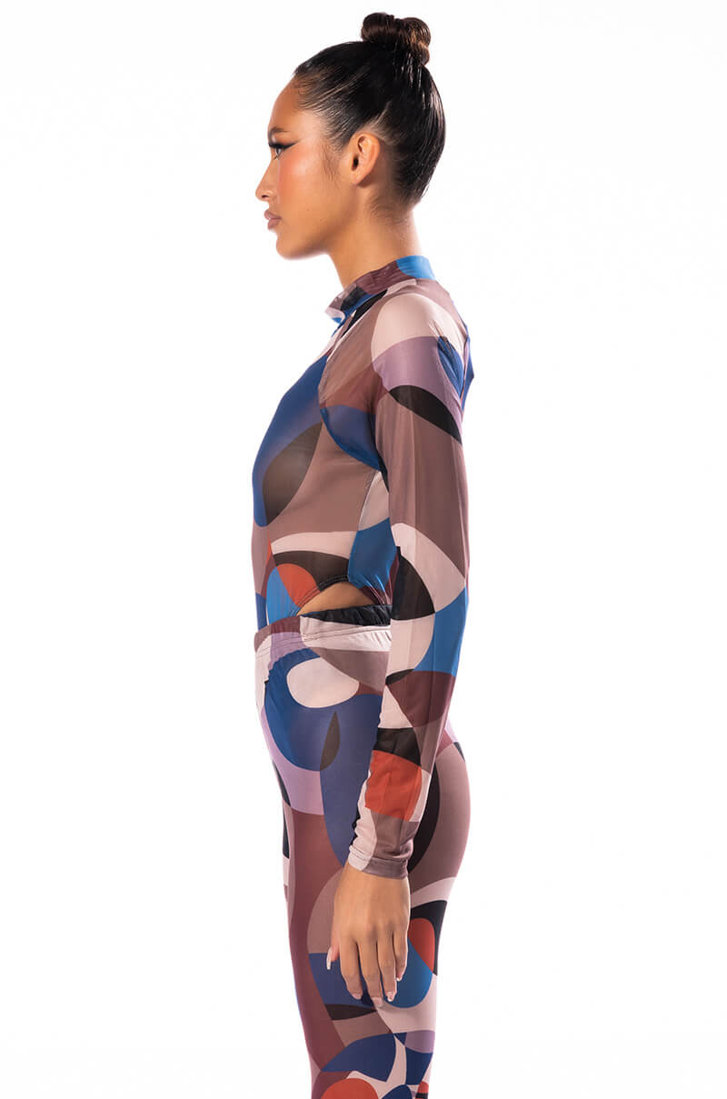 THATS A WRAP LONG SLEEVE MOCK NECK MESH BODYSUIT