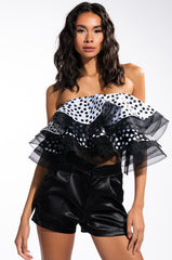 SOPHIE SATIN RUFFLE TUBE BLOUSE