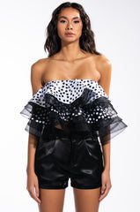 SOPHIE SATIN RUFFLE TUBE BLOUSE