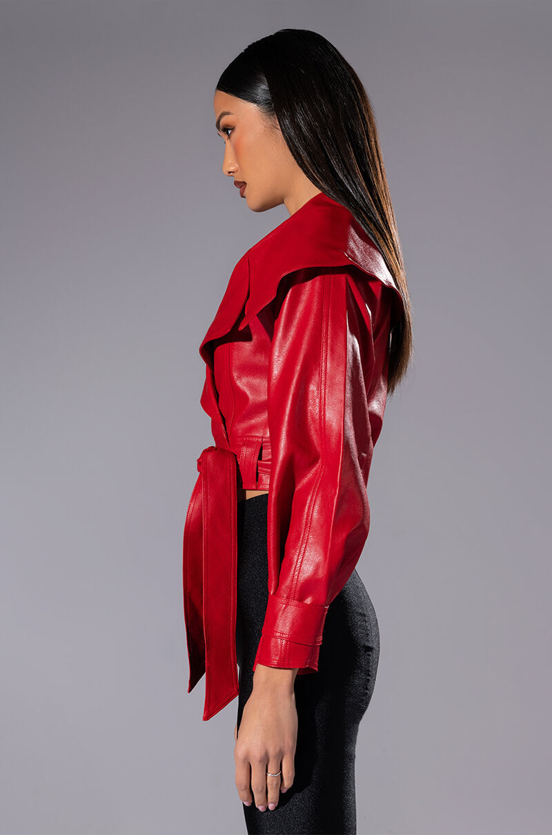 THE DRAMA HIGH COLLAR CROP MOTO