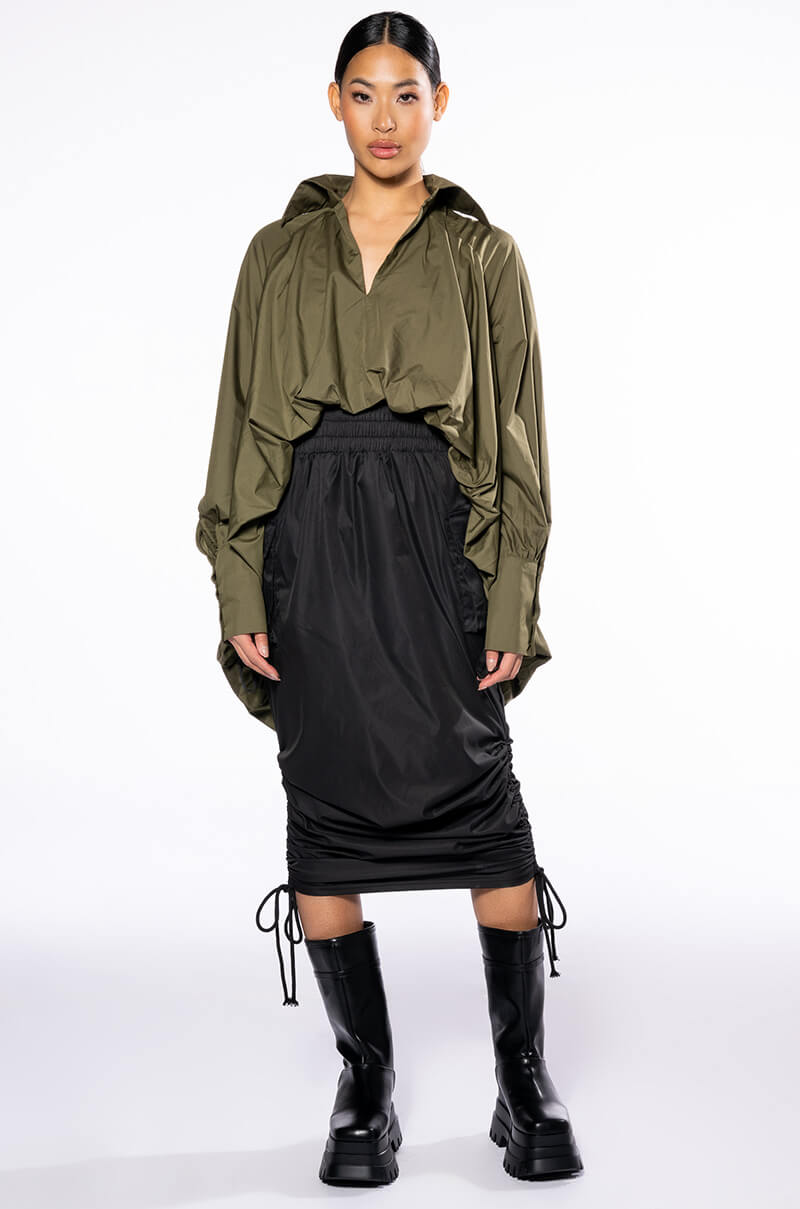 THE MUST HAVE BUBBLE POPLIN BLOUSE