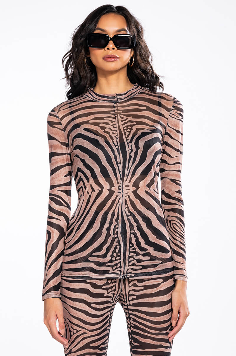 THE REALEST ZIP FRONT MESH TOP