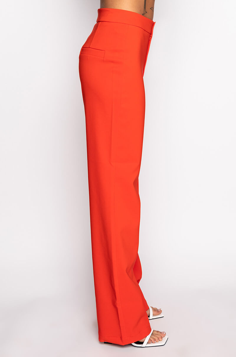 THERE GOES THE ALARM HIGH WAISTED CUTOUT STRAIGHT LEG TROUSERS