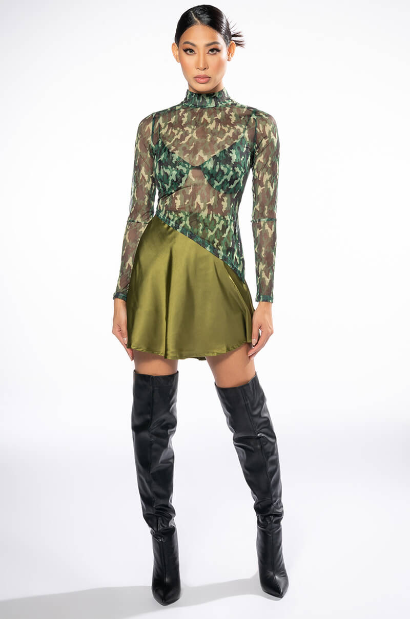 THINKING ABOUT FOREVER SATIN MINI SKATER SKIRT