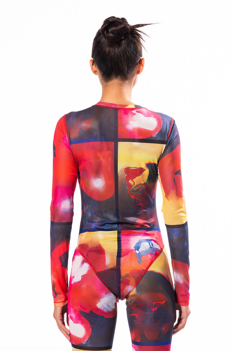 THINKING OF A PLACE LONG SLEEVE MESH BODYSUIT