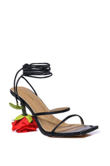 THRONE BLACK SANDAL WITH ROSE HEEL