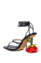 THRONE BLACK SANDAL WITH ROSE HEEL