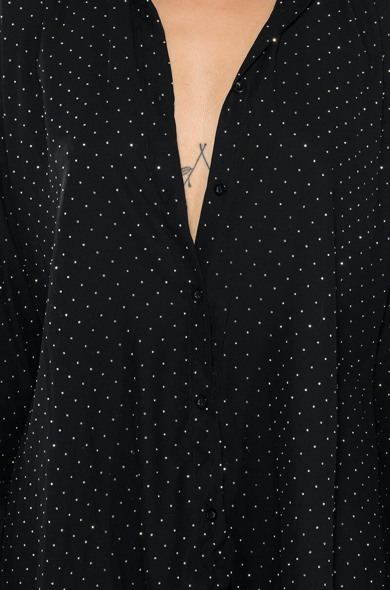 TIA EMBELLISHED OPEN BACK BUTTON UP BLOUSE