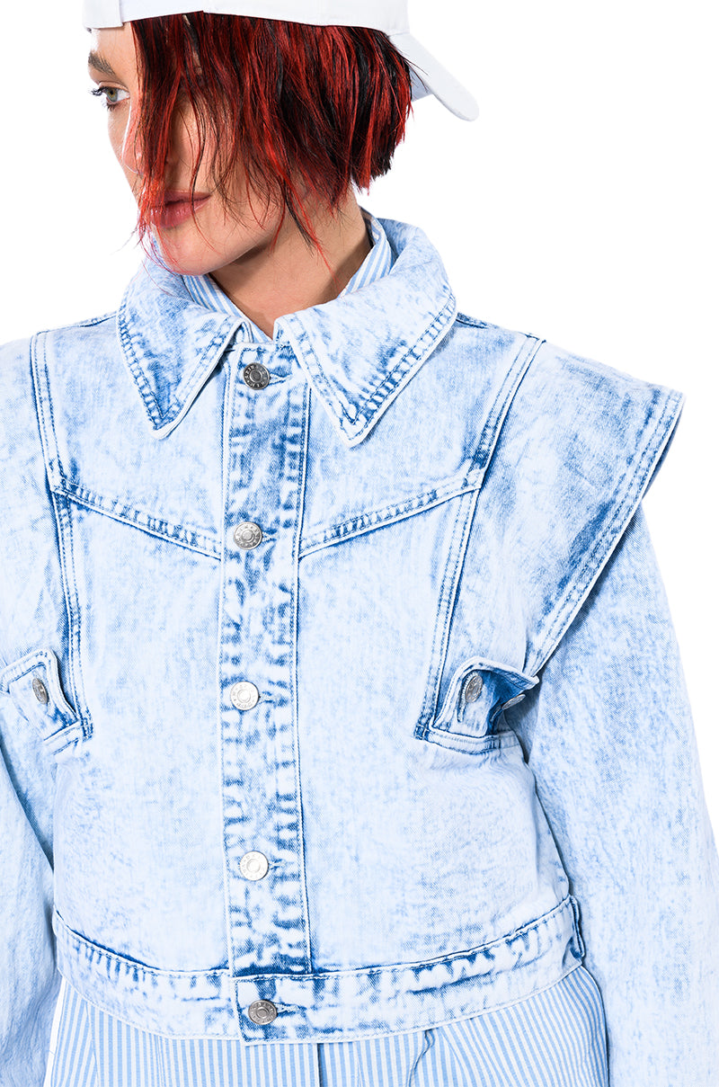 TIME AFTER TIME SHARP SHOULDER DENIM JACKET